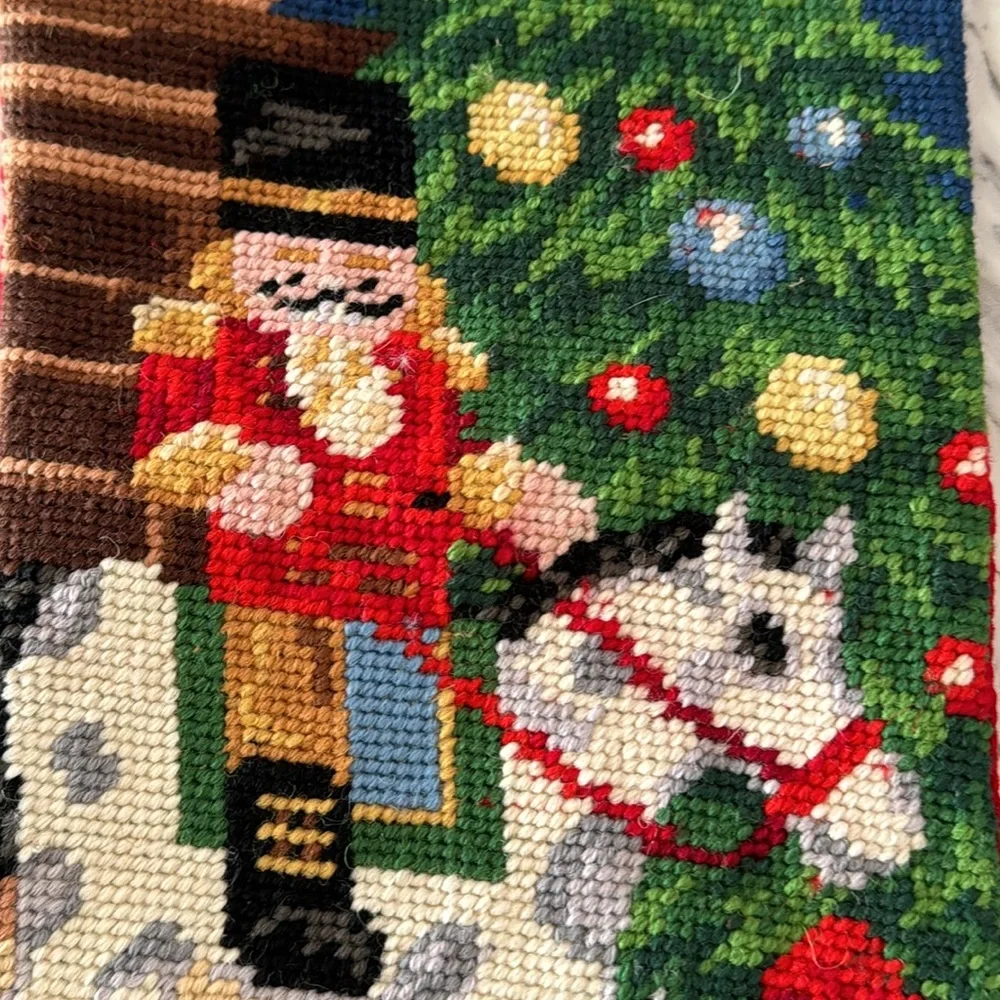 JCPenney Needlepoint Embroidered Christmas Stocking Nutcracker‎ Personalized
